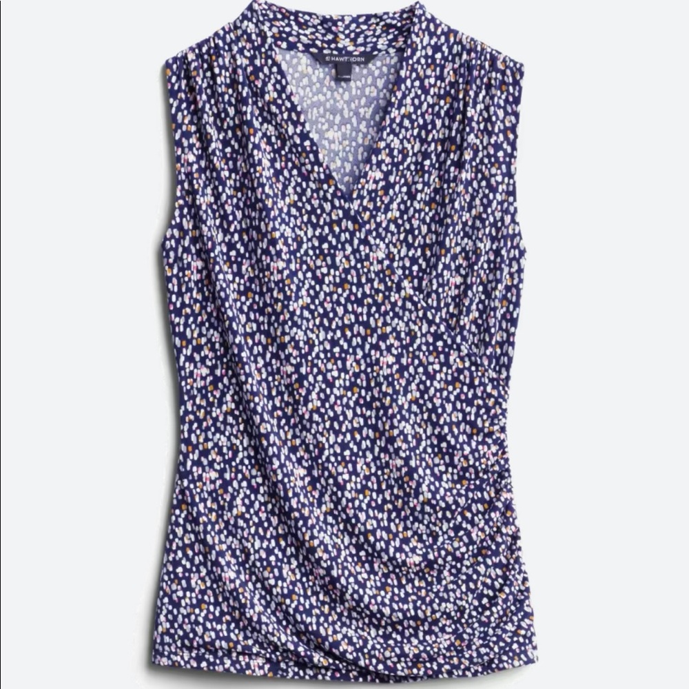 41 HAWTHORN

Benni Wrap Front Moss Crepe Knit Top
S | Navy